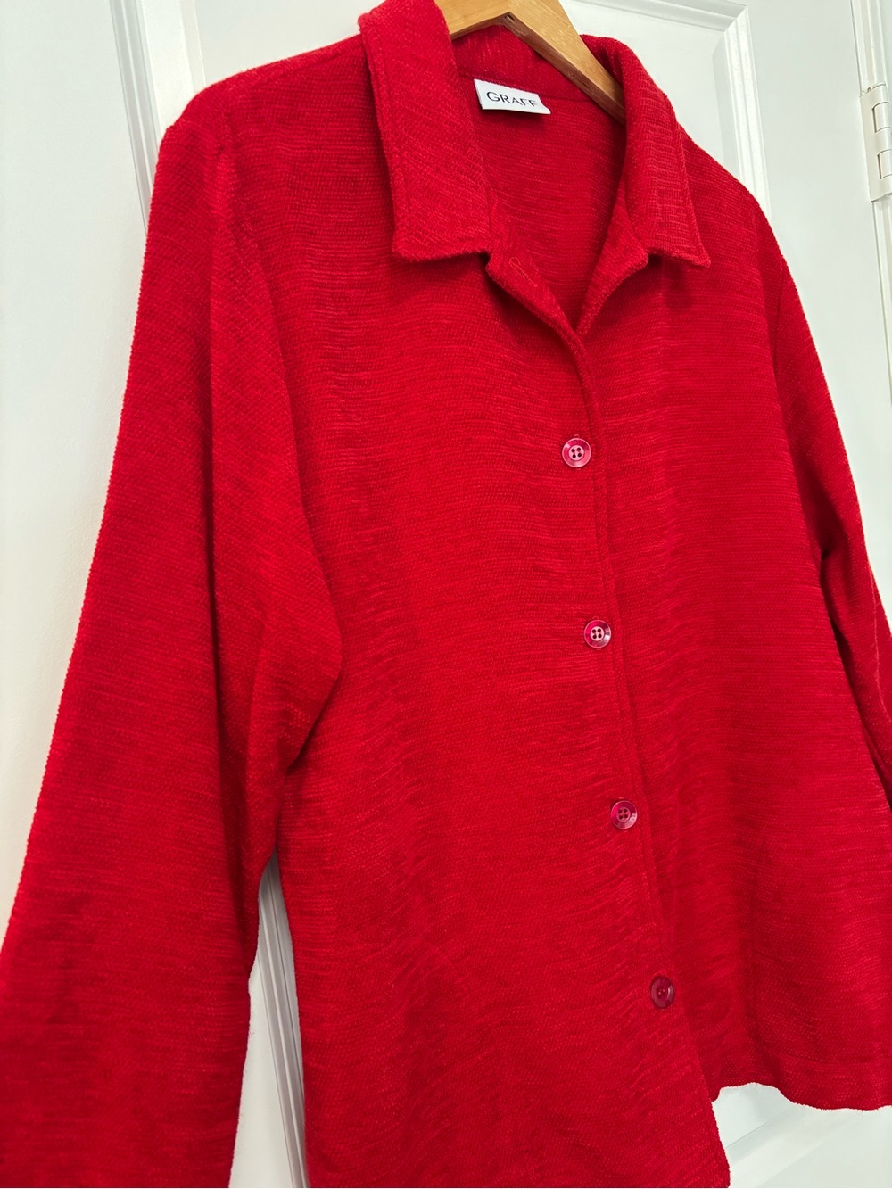 Graff Red Shirt Jacket, Size 1X (approx) - Picture 4 of 6